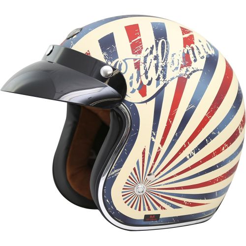  TORC unisex-adult open-face-helmet-style T50 Route 66 34 Helmet (with PCH Graphic) (Flat White,Large), 1 Pack