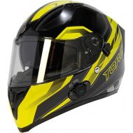 TORC Unisex-Adult Full-face Style T15B Bluetooth Integrated Motorcycle Helmet with Graphic (Gloss Black Edge Red, X-Large)