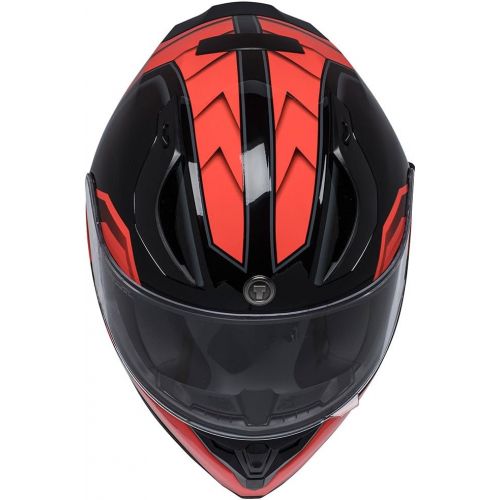  TORC Unisex-Adult Full-face Style T15B Bluetooth Integrated Motorcycle Helmet with Graphic (Gloss Black Edge Red, X-Large)