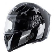TORC T15B Bluetooth Integrated Full Face Motorcycle Helmet With Graphic (Gloss Black Captain Shadow,Medium)