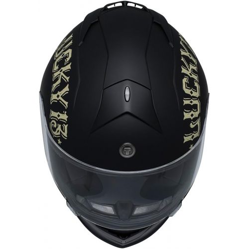  TORC Torc T14B Bluetooth Integrated Mako Full Face Helmet with Flag Graphic (Flat Black, Large)