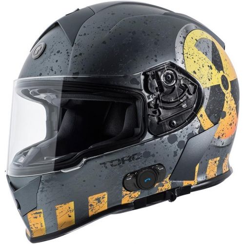  TORC Torc T14B Bluetooth Integrated Mako Full Face Helmet with Flag Graphic (Flat Black, Large)