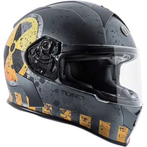  TORC Torc T14B Bluetooth Integrated Mako Full Face Helmet with Flag Graphic (Flat Black, Large)