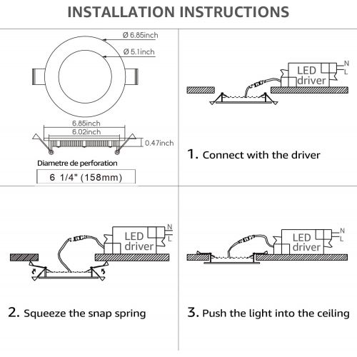  [아마존 핫딜]  [아마존핫딜]TORCHSTAR 12W 6 Inch Ultra-Thin Recessed Ceiling Light with Junction Box, 3000K Warm White, Dimmable Can-Killer Downlight, 850lm 100W Eqv. ETL and Energy Star Certified, Pack of 6