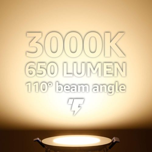  [아마존 핫딜]  [아마존핫딜]TORCHSTAR 12-Pack 4 Inch 10W Dimmable Slim LED Downlight with J-Box, 80W Eqv. Recessed Ceiling Light, 650lm, ETL & Energy Star Listed Low Profile Can-Killer Light, 3000K Warm White