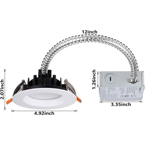  [아마존 핫딜]  [아마존핫딜]TORCHSTAR 12W 4 Inch Slim Recessed Ceiling Light with Junction Box, Dimmable Can Killer, IC Rated Airtight Downlight, 90W Eqv, ETL & Energy Star Certified, 3000K Warm White, Pack o