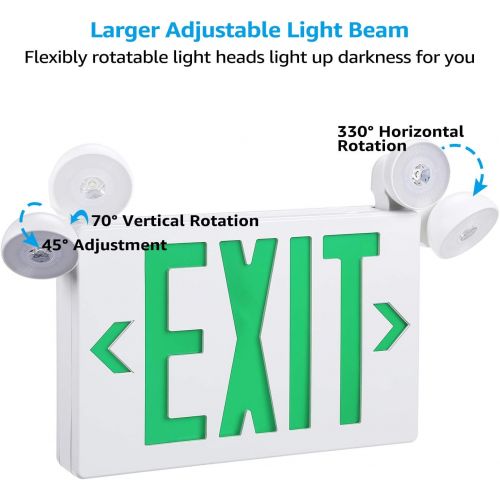  [아마존 핫딜]  [아마존핫딜]TORCHSTAR Green LED Exit Sign with UL Listed Emergency Light, AC 120V/277V, Battery Included, Top/Side/Back Mount Sign Light, for Hotels, Restaurants, Shopping Malls, Hospitals, Pa