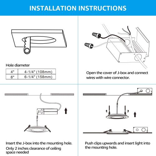  [아마존핫딜][아마존 핫딜] TORCHSTAR 4 Inch Slim Recessed Lighting with Junction Box, Eye-Caring, CRI 90+, Dimmable 10W 80W Eqv. Can-Killer Airtight IC Rated Downlight, ETL & Energy Star Listed, 3000K Warm W