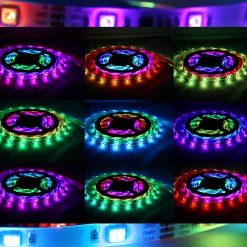  TORCHSTAR 16.4ft Flexible RGB Color Changing Waterproof (IP65) LED Strip Light Kit, 150LEDs Dreamy RGB Chasing LED Light Strip with 24 Key IR Remote, UL-listed 12V 2A Power Adapter for Decor