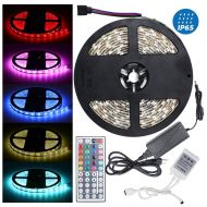 TORCHSTAR 16.4ft/5M 5050 300LED RGB multi-color Waterproof(IP-65) SMD Flexible Strip light Kit with 44 key IR Remote Controller + 12V 5A Power Supply