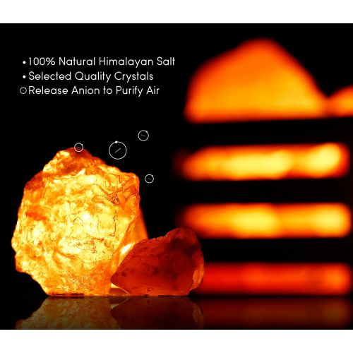  TORCHSTAR 2 Pack Dimmable Himalayan Crystal Salt Lamp with Wooden Basket, UL-Listed Power Line & Socket, for Ambiance Lighting, Decoration, Yoga, Purifying Air, 4.3x3.94x4.1inch(4