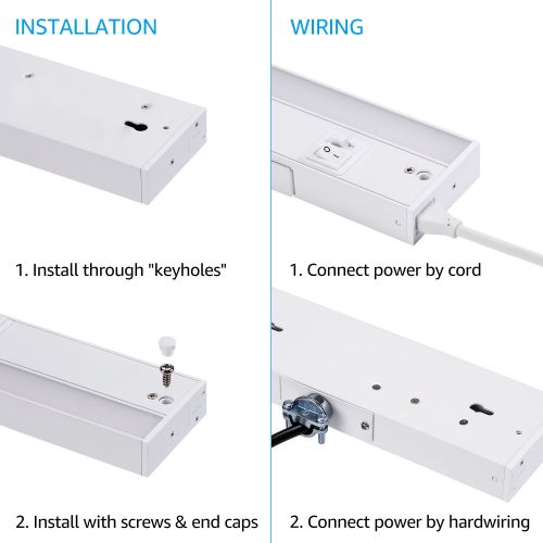  TORCHSTAR 4 Pack 8 LED Dimmable Under Cabinet Light, ETL & Energy Star Listed, 3 Color Temperature Adjustable, 6W, 360lm Kitchen Under Cabinet Lighting Kit, Mounting Accessories In