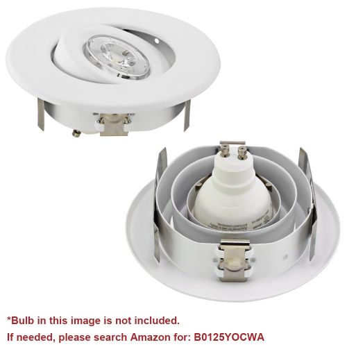  TORCHSTAR 4 Inch Remodel Recessed Can + Gimbal Trim Kit, UL-Listed Air Tight & IC Housing Can, GU10 Socket Included, Swivel White Metal Decorative Trim, 120V Line Voltage, Max 35W
