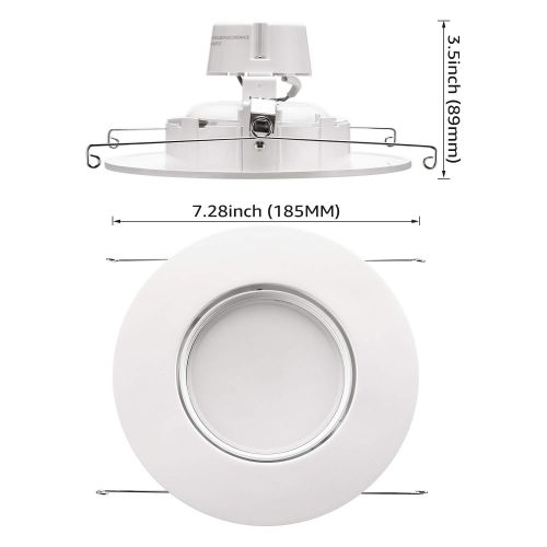  TORCHSTAR 13W 5″/6″ Retrofit LED Gimbal Downlight, 900lm, 100W Eqv, UL & Energy Star Listed, Dimmable, Adjustable CRI90 Offwhite Recessed Ceiling Light, 2700K Warm White, 5 Years W