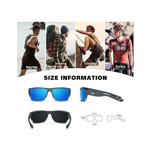  TOREGE Polarized Sports Sunglasses for Men and Women Cycling Running Golf Fishing Sunglasses TR26