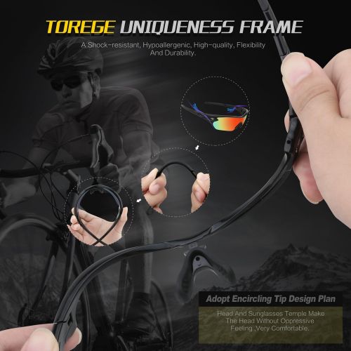  [아마존 핫딜]  [아마존핫딜]TOREGE Polarized Sports Sunglasses with 3 Interchangeable Lenes for Men Women Cycling Running Driving Fishing Golf Baseball Glasses TR002(Upgrade)