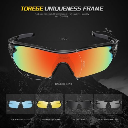  [아마존 핫딜]  [아마존핫딜]TOREGE Polarized Sports Sunglasses with 3 Interchangeable Lenes for Men Women Cycling Running Driving Fishing Golf Baseball Glasses TR002(Upgrade)