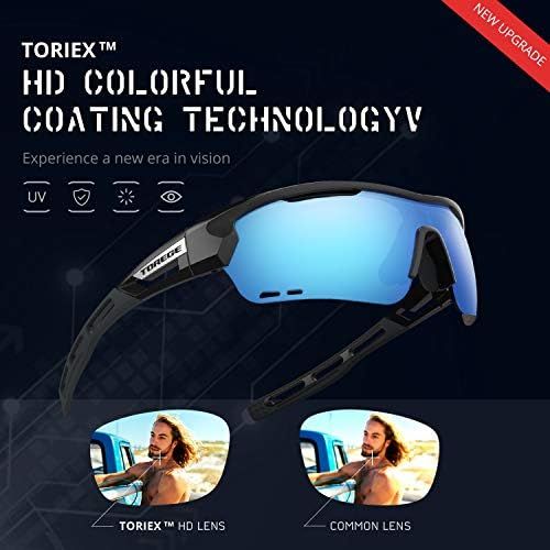  TOREGE Polarized Sports Sunglasses with 3 Interchangeable Lenses for Men Women Cycling Running Driving Fishing Golf Baseball Glasses TR33 Storm Chaser