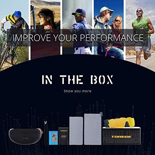  TOREGE Polarized Sports Sunglasses with 3 Interchangeable Lenses for Men Women Cycling Running Driving Fishing Golf Baseball Glasses TR33 Storm Chaser