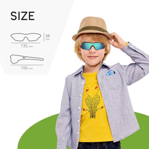  TOREGE Grilamid Tr90 Flexible Kids Sports Sunglasses Polarized Glasses for Junior Boys Girls Age 3-9 TR04