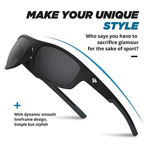  TOREGE Polarized Sports Sunglasses for Men Women Running Fishing Golf Driving Cycling Baseball TR90 Frame Glasses for Polarized UV Protection TR19 Hyperion