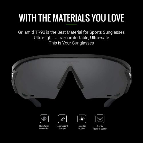  TOREGE Polarized Sports Sunglasses for Men Women - UV Protection Cycling Sunglasses for Running Fishing Cycling Driving Baseball Golf Glasses TR18 Eagle-s