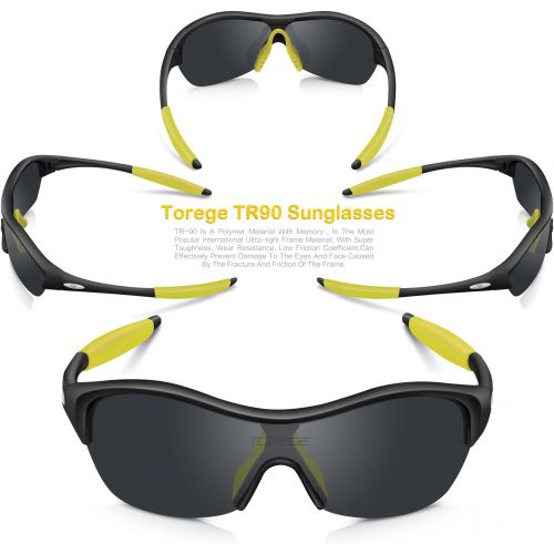  TOREGE Tr90 Flexible Kids Sports Sunglasses Polarized Glasses for Junior Boys Girls Age 3-15 Trk001