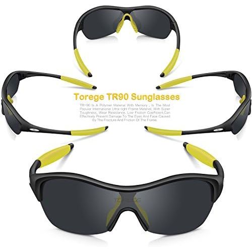  TOREGE Tr90 Flexible Kids Sports Sunglasses Polarized Glasses for Junior Boys Girls Age 3-15 Trk001