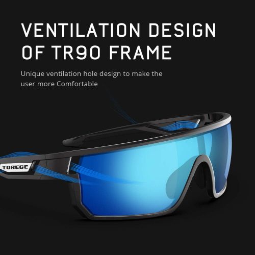  TOREGE Polarized Sports Sunglasses for Man Women Cycling Running Fishing Golf TR90 Fashion Frame TR16 Warrier