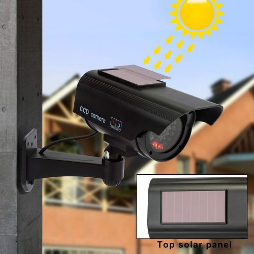  TOROTON Bullet Dummy Fake Security CCTV Solar Powered Camera Simulation Monitor with LED Blinking Light,Outdoor/Indoor Use for Homes & Business,4 Pack
