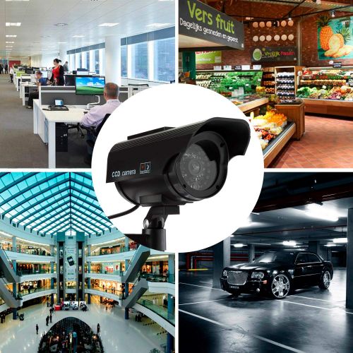  TOROTON Bullet Dummy Fake Security CCTV Solar Powered Camera Simulation Monitor with LED Blinking Light,Outdoor/Indoor Use for Homes & Business,4 Pack