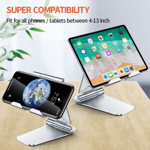  [아마존핫딜][아마존 핫딜] TORRAS Tablet Stand Holder Adjustable, Large Cell Phone Stand, Metal Desk Holder Compatible with iPad Pro 12.9 11, Air 10.5, Mini 7.9, Galaxy Tab, Kindle Fire, Switch, iPhone 11 pr