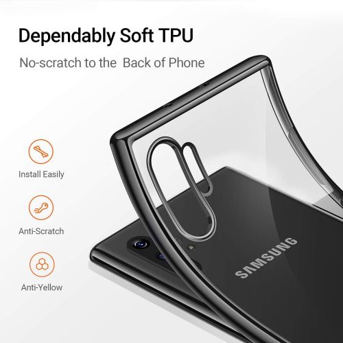  [아마존핫딜][아마존 핫딜] TORRAS Galaxy Note 10 Plus Case/Galaxy Note 10 Plus 5G Case Crystal Clear Ultra-Thin Slim Fit Soft TPU Cover Compatible with Samsung Galaxy Note 10 Plus 6.8 inch, Black