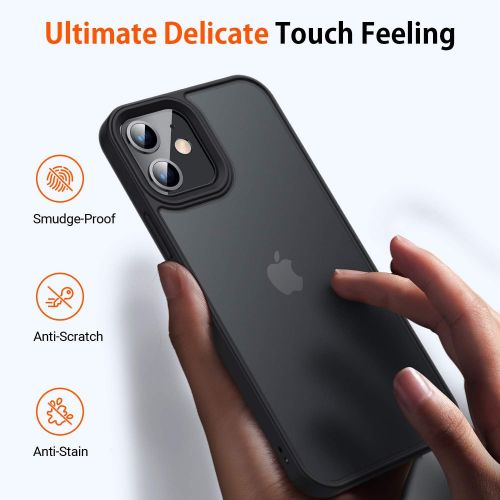  [아마존베스트]TORRAS Shockproof Compatible for iPhone 12 Case/Compatible for iPhone 12 Pro Case, [Military Grade Drop Tested] Translucent Matte Hard PC Back with Soft Silicone Edge Slim Protecti