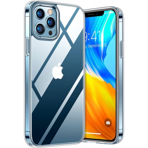  [아마존베스트]TORRAS Diamonds Series Compatible for iPhone 12 Pro Max Case, Slim Fit Thin Shockproof Hard Plastic Back & Flexible Bumper Case, Clear