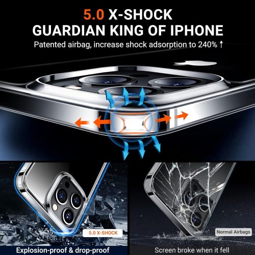  [아마존베스트]TORRAS Diamonds Series Compatible for iPhone 12 Pro Max Case, Slim Fit Thin Shockproof Hard Plastic Back & Flexible Bumper Case, Clear