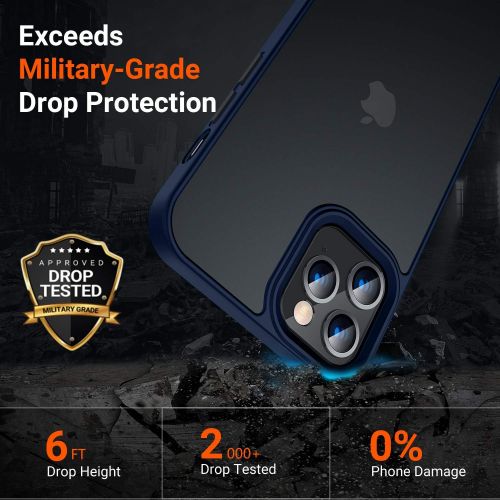  [아마존베스트]TORRAS Shockproof Compatible for iPhone 12 Pro Max Case 6.7 Inch, [Military Grade Drop Protection], Translucent Matte Case Compatible for iPhone 12 Pro Max Protective Case, [Guardi