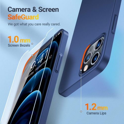  [아마존베스트]TORRAS Extremely thin for iPhone 12 Pro Max case thin (like without case) matte hard case with 2 pieces protective glass ultra thin slim scratch resistant mobile phone case iPhone