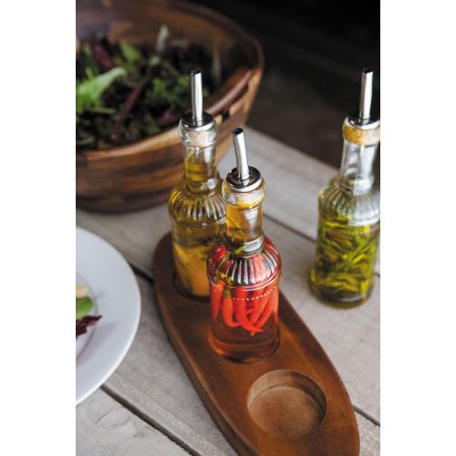  TOSCANA - a Picnic Time brand TOSCANA - a Picnic Time Brand Fabio Viviani Oliera 3-Bottle Cruet Set with Acacia Stand