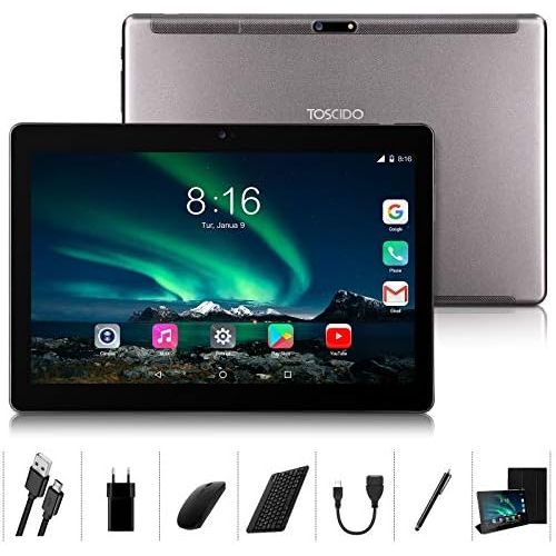  [아마존베스트]Android Tablet 10.0, Toscido X109 Tablets 10 Inch, 4 GB/RAM, 64 GB/ROM Tablet PC, 5000 mAh Battery, Dual SIM, WiFi Support, Bluetooth Keyboard, Mouse, X109 Tablet Cover and More In