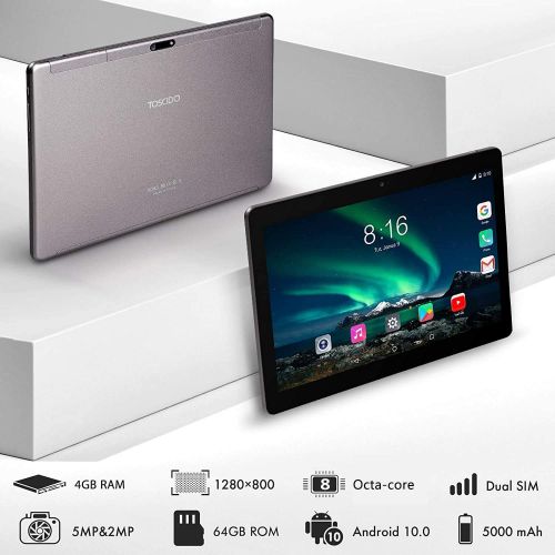  [아마존베스트]Android Tablet 10.0, Toscido X109 Tablets 10 Inch, 4 GB/RAM, 64 GB/ROM Tablet PC, 5000 mAh Battery, Dual SIM, WiFi Support, Bluetooth Keyboard, Mouse, X109 Tablet Cover and More In