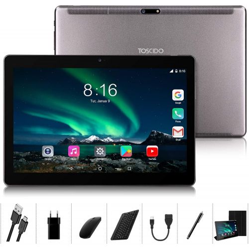  [아마존베스트]Android Tablet 10.0, Toscido X109 Tablets 10 Inch, 4 GB/RAM, 64 GB/ROM Tablet PC, 5000 mAh Battery, Dual SIM, WiFi Support, Bluetooth Keyboard, Mouse, X109 Tablet Cover and More In