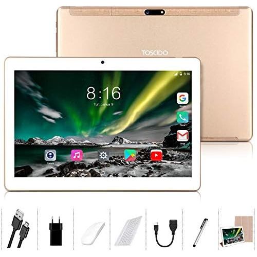  [아마존베스트]Android Tablet 10.0, Toscido X109 Tablets 10 Inch, 4 GB/RAM, 64 GB/ROM Tablet PC, 5000 mAh Battery, Dual SIM, WiFi Support, Bluetooth Keyboard, Mouse, X109 Tablet Cover and More In