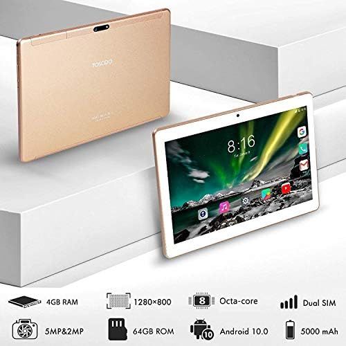  [아마존베스트]Android Tablet 10.0, Toscido X109 Tablets 10 Inch, 4 GB/RAM, 64 GB/ROM Tablet PC, 5000 mAh Battery, Dual SIM, WiFi Support, Bluetooth Keyboard, Mouse, X109 Tablet Cover and More In