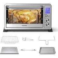 TOSHIBA AC25CEW-SS Large 6-Slice Convection Toaster Oven Countertop, 10-In-One with Toast, Pizza and Rotisserie, 1500W, Stainless Steel, Includes 6 Accessories