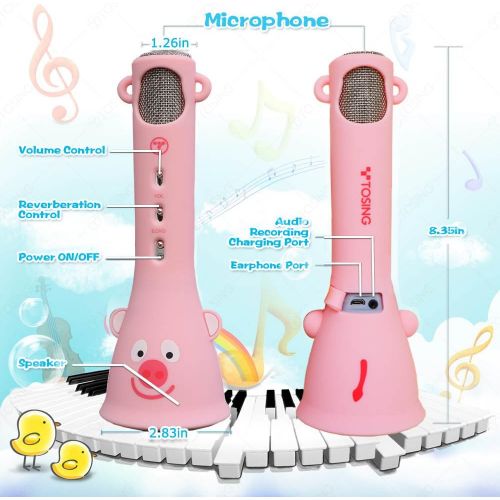  [아마존베스트]TOSING Wireless Karaoke Microphone for Kids, Top Birthday Gifts for Girls 2019, Best Present Toys for Kids Girls 4 5 6 7 8 9 Years Old, for 10 11 12 Yrs Teenager, Bluetooth Karaoke