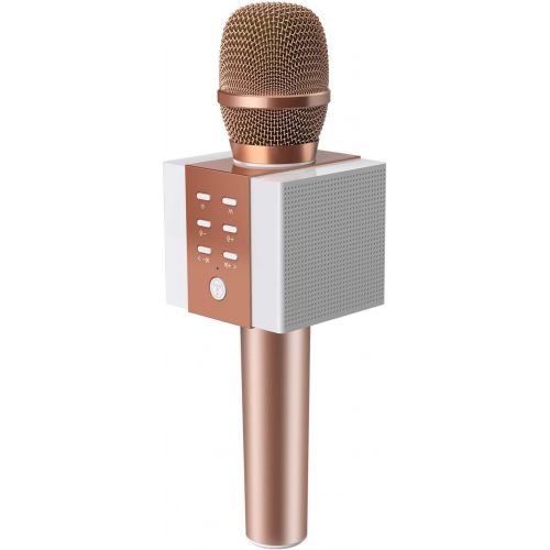  TOSING 008 Wireless Bluetooth Karaoke Microphone，Louder Volume 10W Power, More Bass, 3-in-1 Portable Handheld Double Speaker Mic Machine for iPhone/Android/iPad/PC (Black)