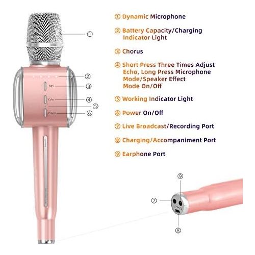  [아마존베스트]TOSING G1 Wireless Bluetooth Karaoke Microphone, 10W Microphone Speaker with 58mm Diameter and Fence Air Inlets/Outputs, 4 in 1 Karaoke Device for Android/PC and All Smartphones (R