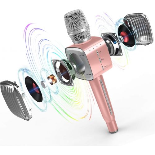  [아마존베스트]TOSING G1 Wireless Bluetooth Karaoke Microphone, 10W Microphone Speaker with 58mm Diameter and Fence Air Inlets/Outputs, 4 in 1 Karaoke Device for Android/PC and All Smartphones (R