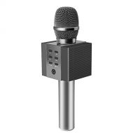 TOSING 008 Wireless Bluetooth Karaoke Microphone，Louder Volume 10W Power, More Bass, 3-in-1 Portable Handheld Double Speaker Mic Machine for iPhone/Android/iPad/PC (Black)